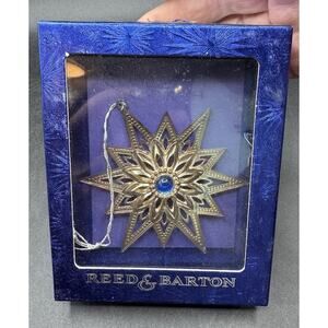 Vintage REED & BARTON Annual Jeweled Star Ornament Silver Plated -32D